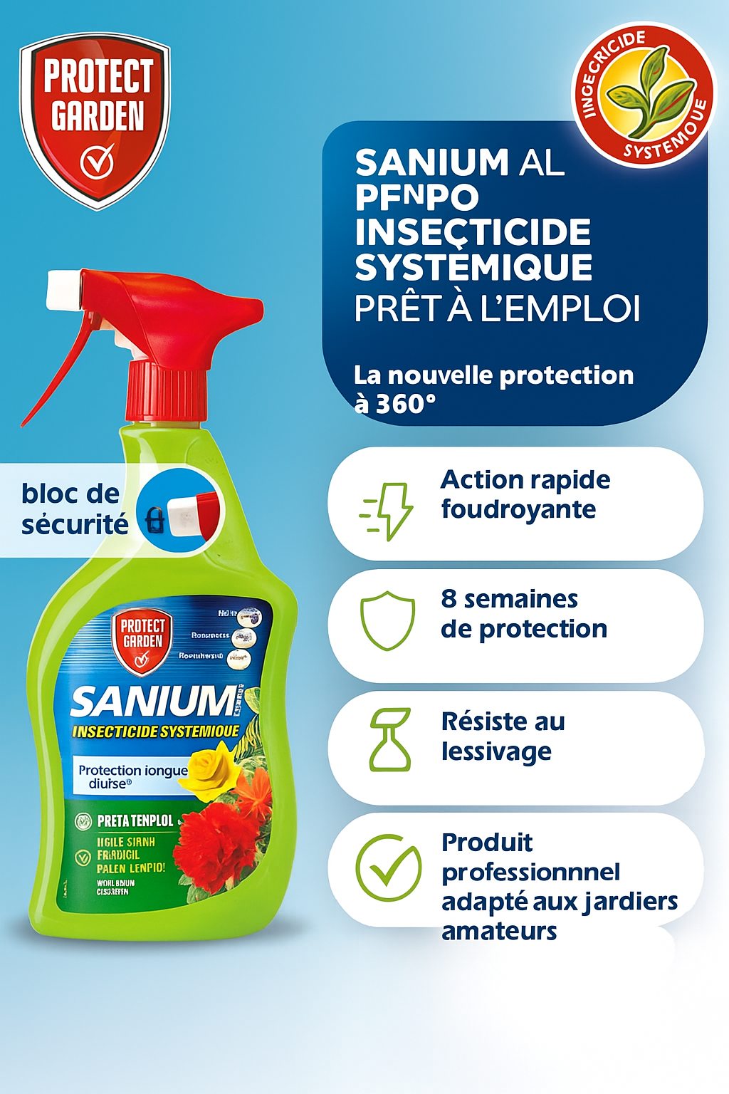 Insecticide Systémique Prêt à l'Emploi pour Plantes Ornementales